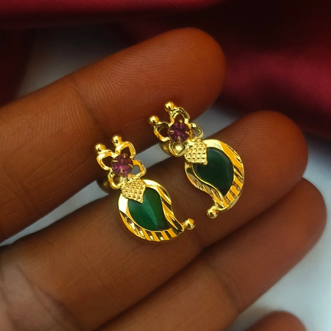 Traditional Kerala Palakka Stud Earrings E-31038