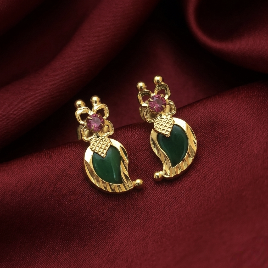 Traditional Kerala Palakka Stud Earrings E-31038