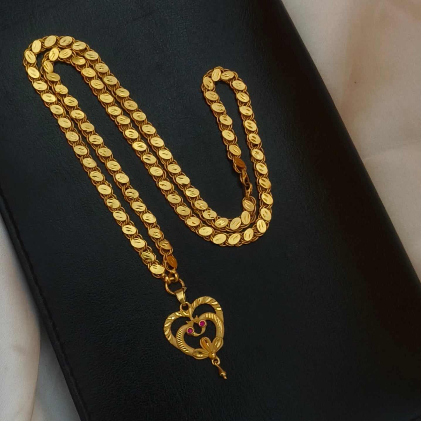 Heart shaped one gram forming dollar chain DL-21036