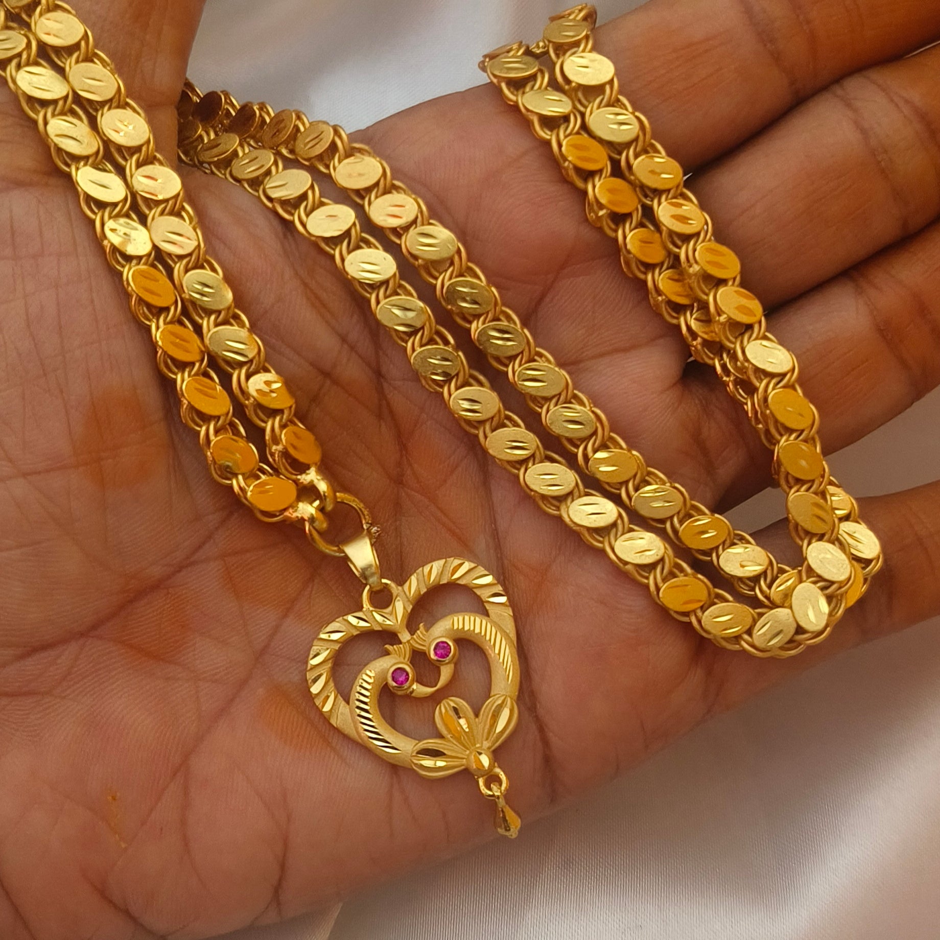 Heart shaped one gram forming dollar chain DL-21036