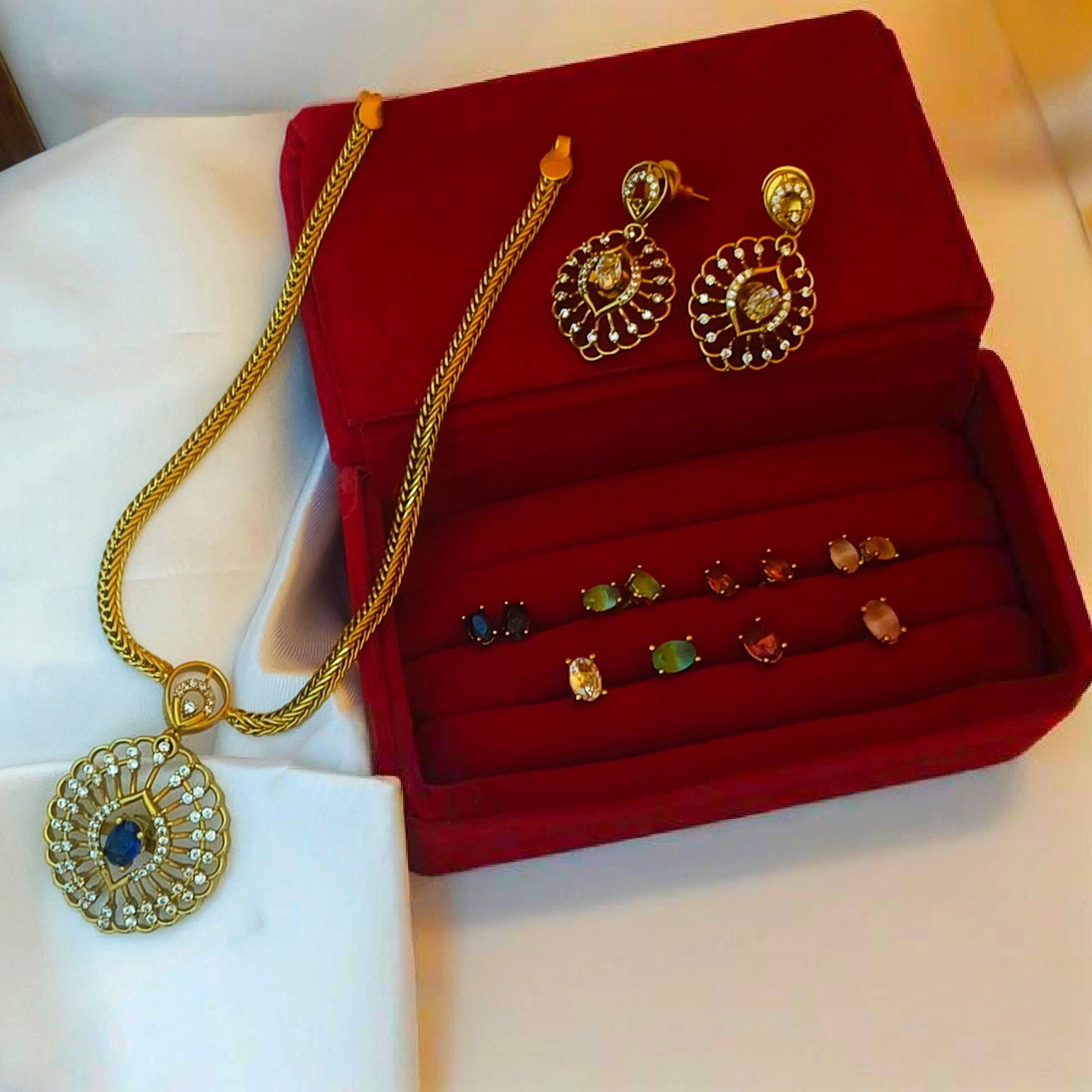 Interchangeable stone necklace set N- 41027