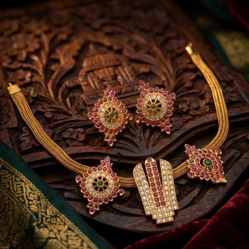 Shanku-Chakra-Namam premium quality necklace N- 41029