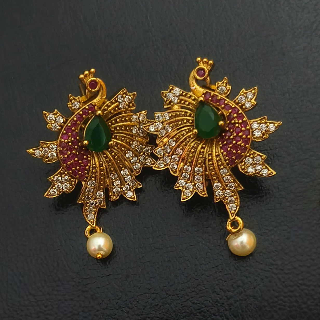 Exquisite Peacock-Themed matt finish premium Jewelry Set N-41031