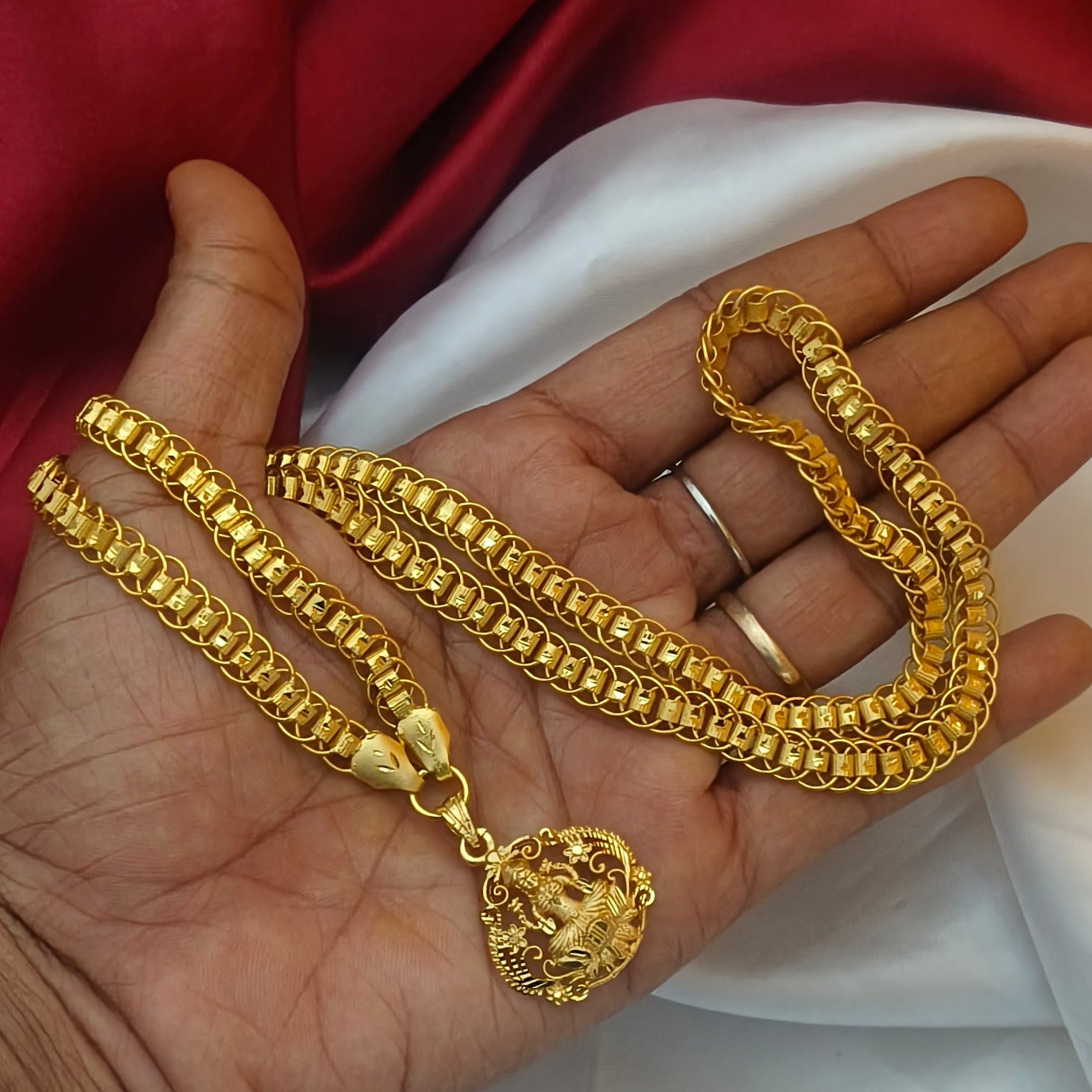 One Gram Gold-Forming Chain with Deity Pendant DL-21040