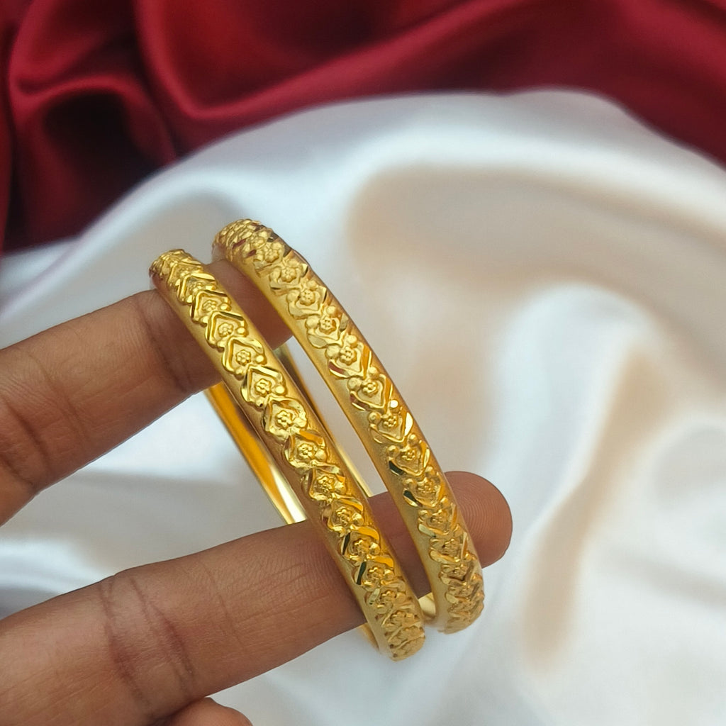 Elegant 1-Gram Gold Forming Bangles with Floral Engraving B- 61025