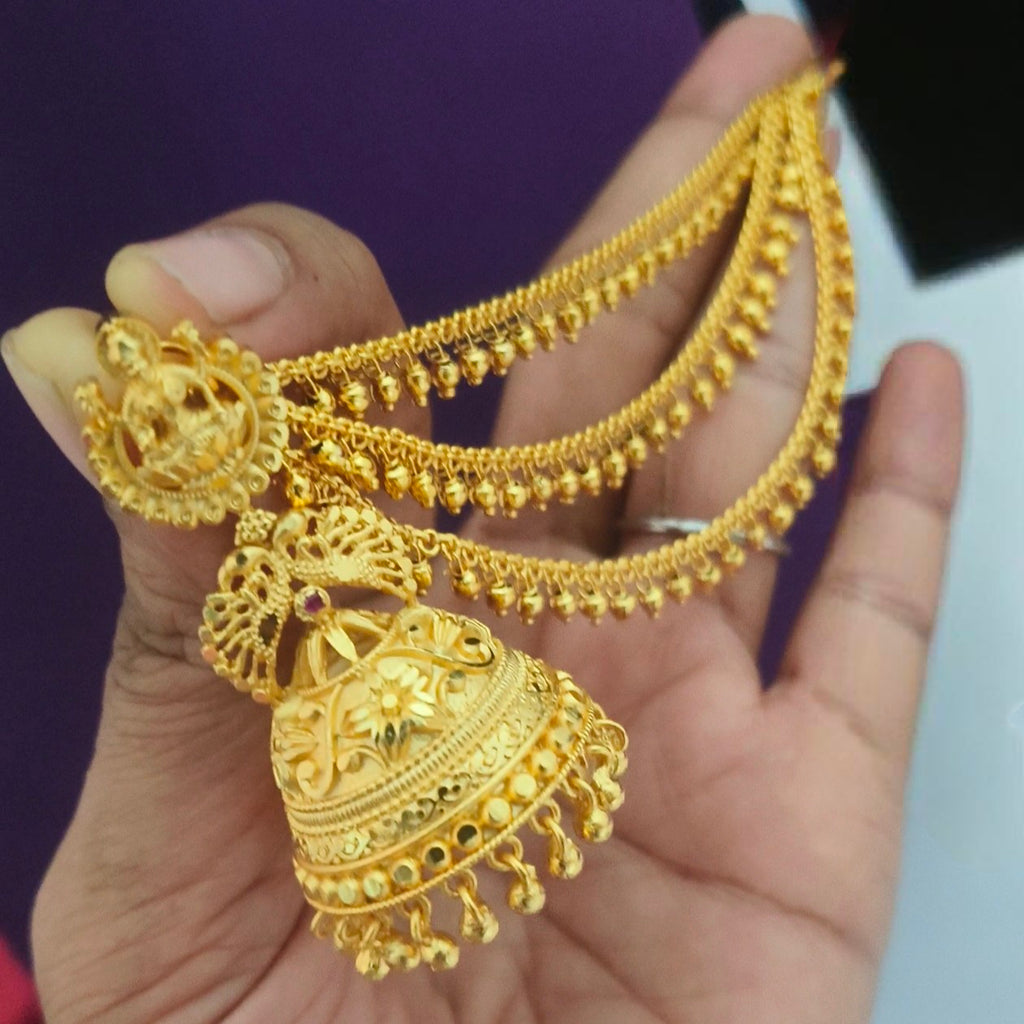 Divine Lakshmi One Gram Gold Forming Jhumka with Three-Layer Matal E-31044