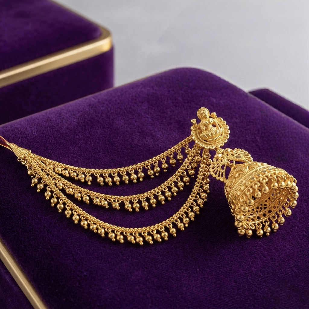 Divine Lakshmi One Gram Gold Forming Jhumka with Three-Layer Matal E-31044