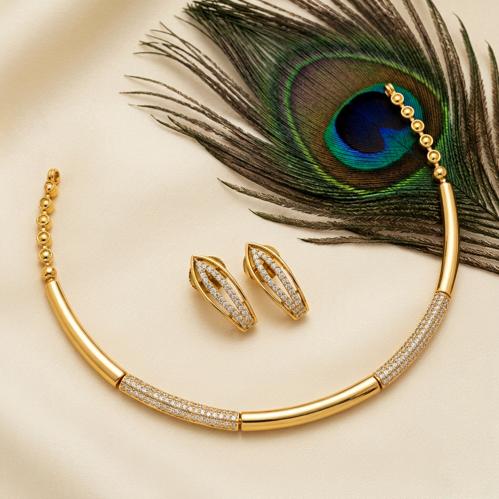 Sleek Hasli Necklace & Earring Set N- 41033