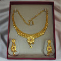 Elegant Floral One-Gram Gold Formed Necklace Set N- 41034