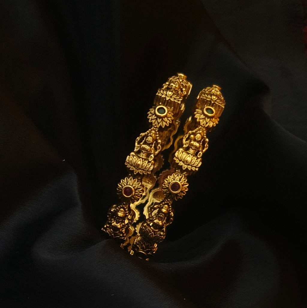 Traditional lakshmi motif premium matt finished bangles B - 61028