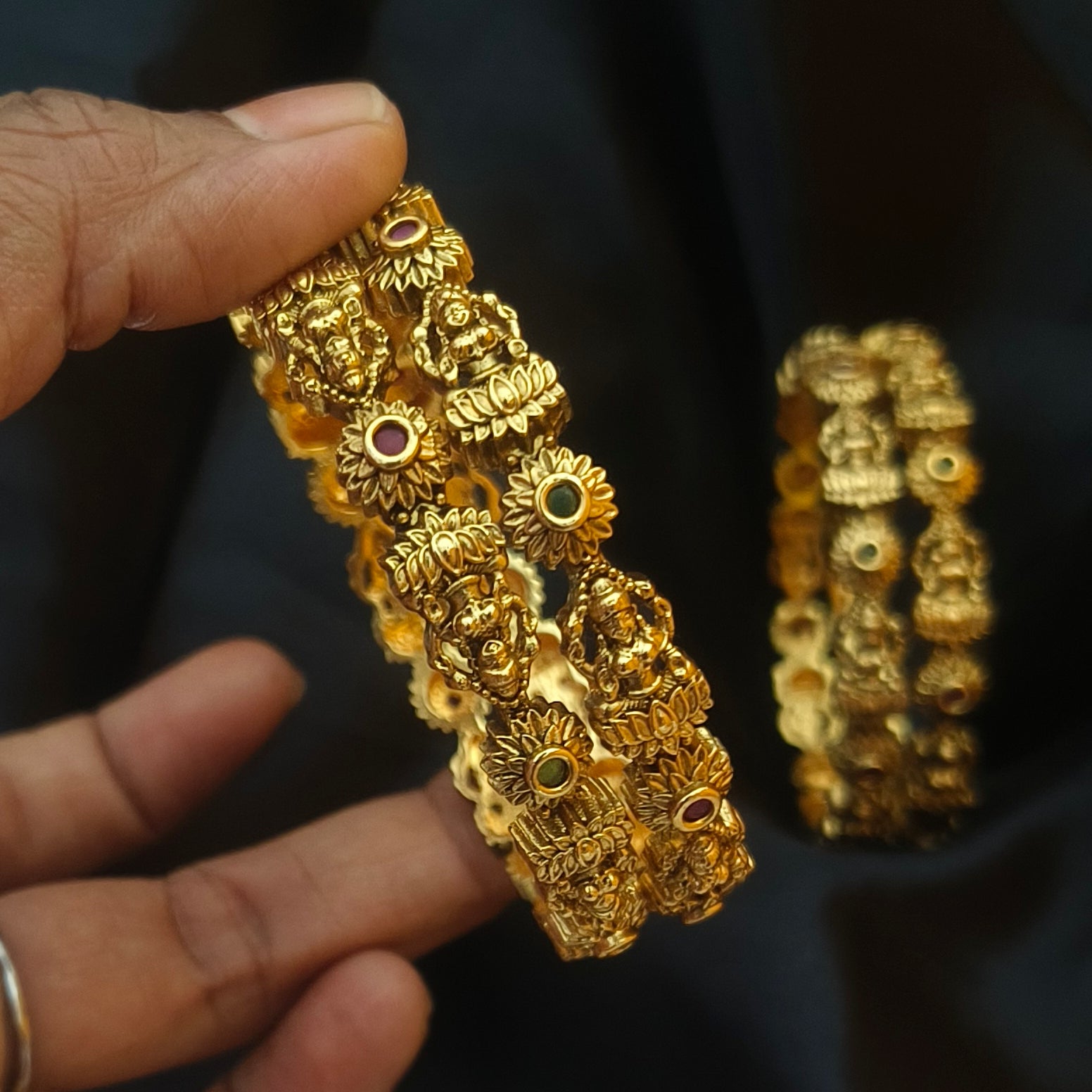 Traditional lakshmi motif premium matt finished bangles B - 61028