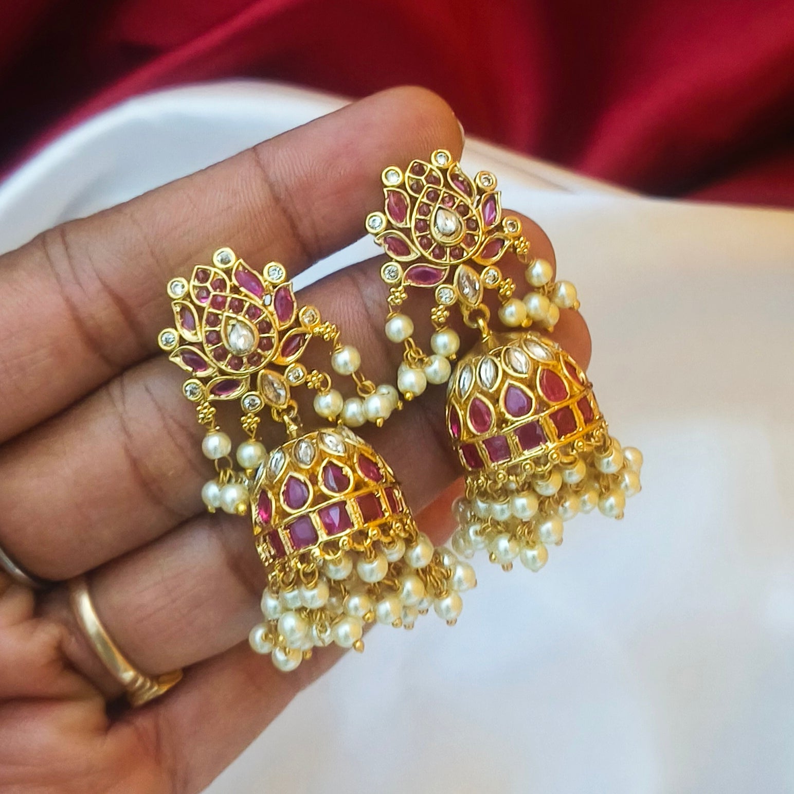 Royal Lotus kemp stoned jhumkas E- 31046