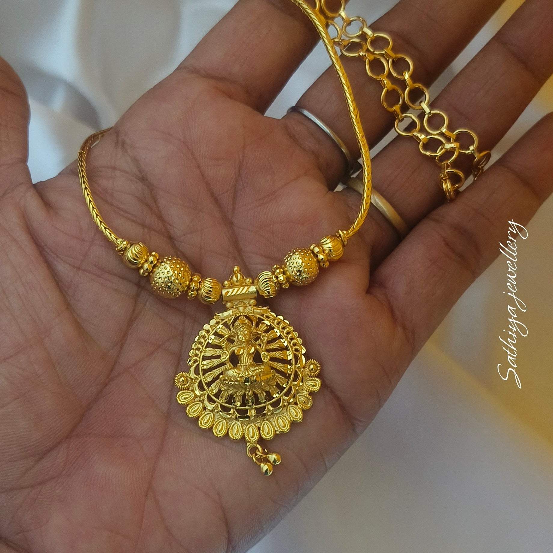 One gram forming polished Lakshmi necklace N - 41038