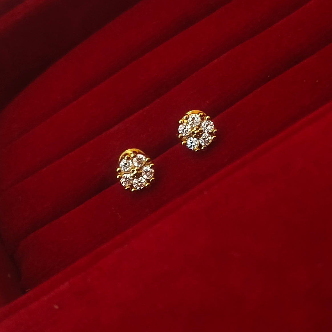 Floral Cluster Diamond Replica Stud Earrings E-31047