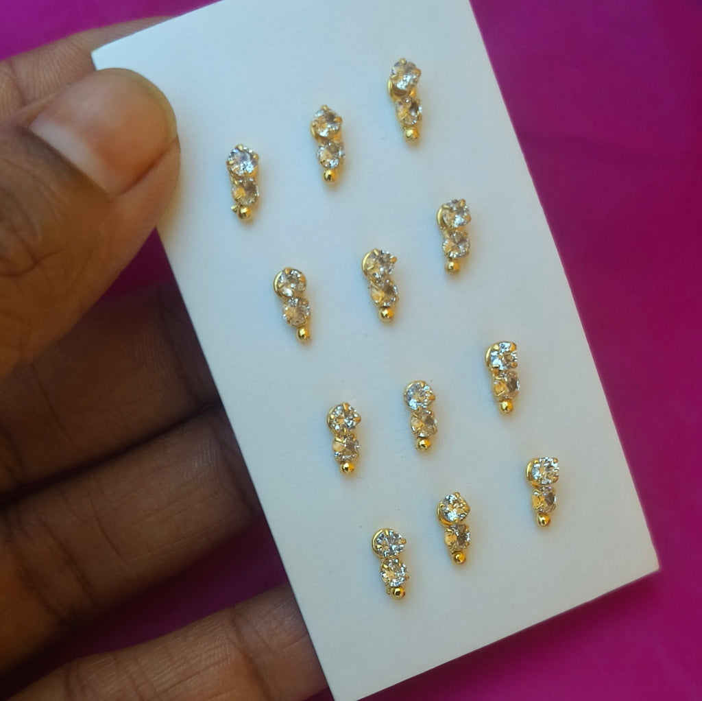 White stoned with drop side earrings/nose pin E-31051