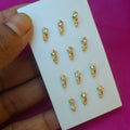 White stoned with drop side earrings/nose pin E-31051