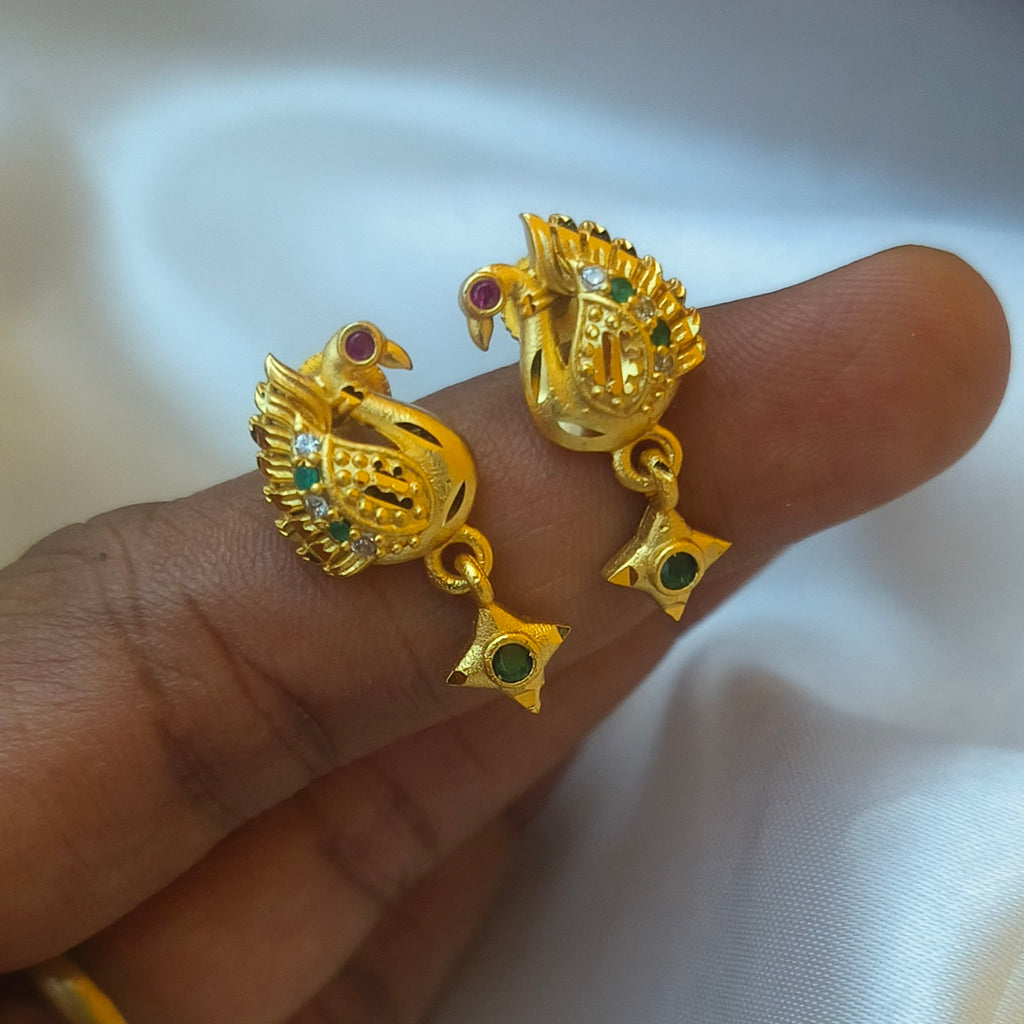 One gram forming peacock earrings stud E- 31048