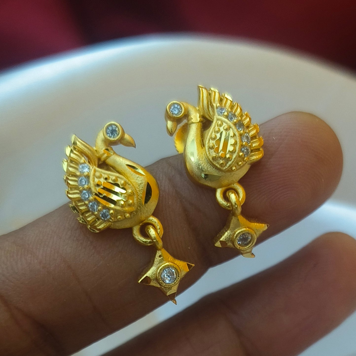 One gram forming peacock earrings stud E- 31048