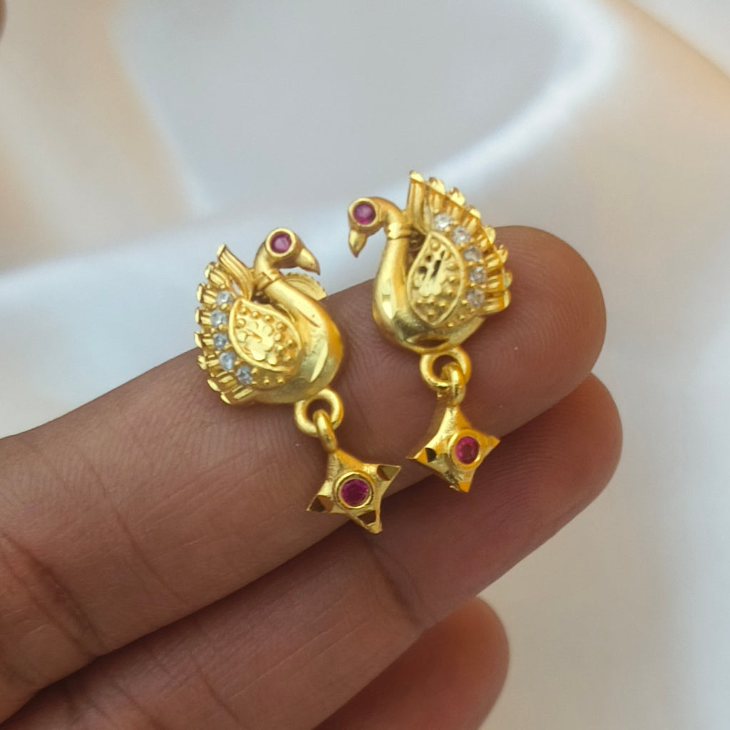 One gram forming peacock earrings stud E- 31048
