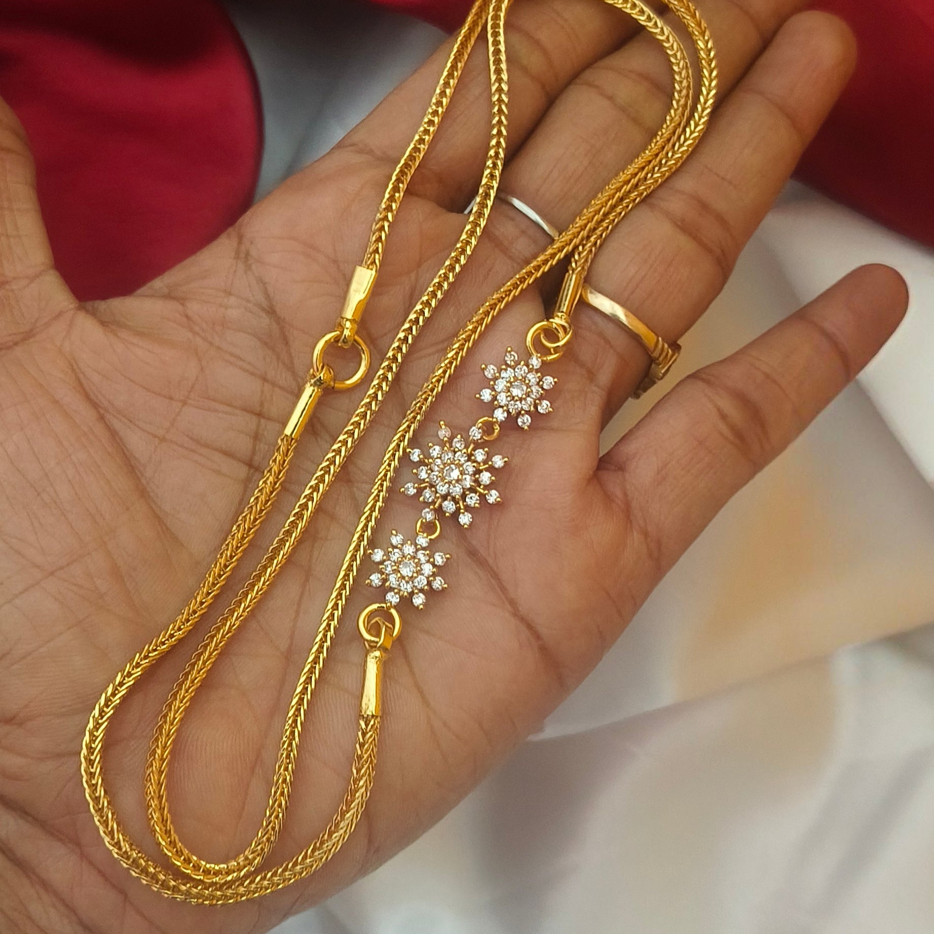 Diamond replica mugappu chain CH-11025