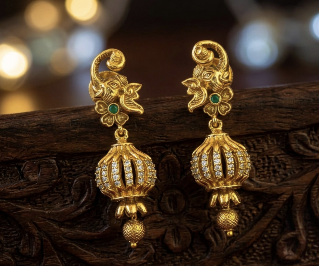 Elephant Motif Premium Matt Jhumkas EC-31006