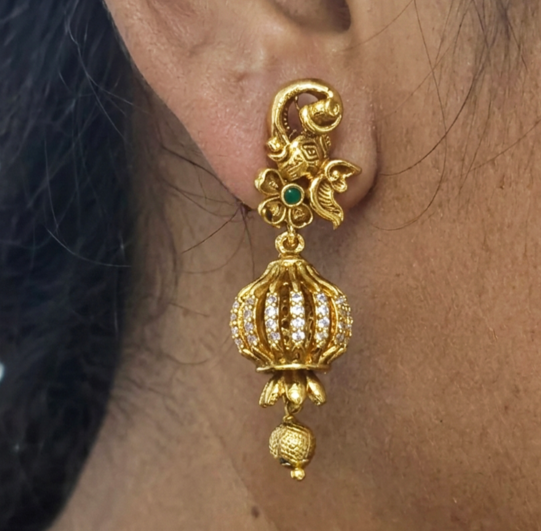 Elephant Motif Premium Matt Jhumkas EC-31006