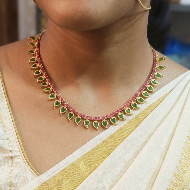 Trending mango necklace palak design N- 41041