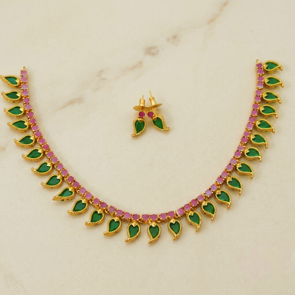 Trending mango necklace palak design N- 41041