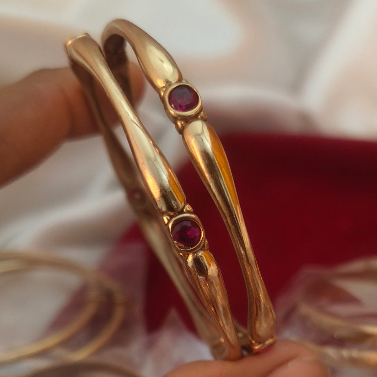 Pure Impon unpolished stoned bangles B- 61057