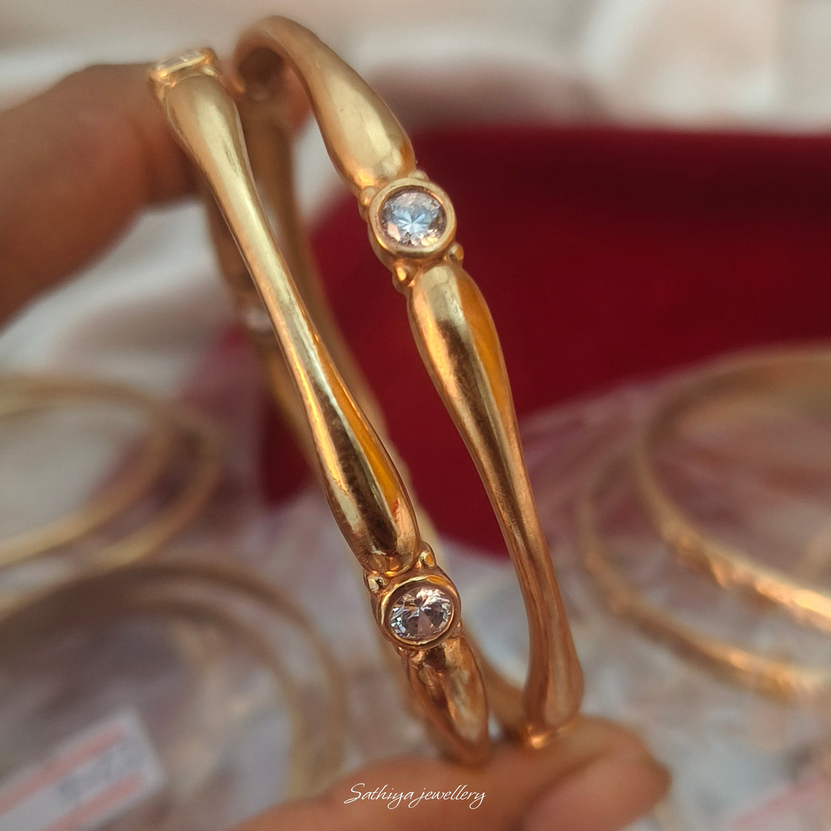 Pure Impon unpolished stoned bangles B- 61057