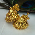Classic Gold-Plated Jhumka Earrings – Floral Motif - EC-1016
