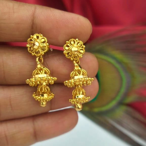 Traditional Lakshmi Jhumka Earrings - Temple Jewellery Design - EC-1015